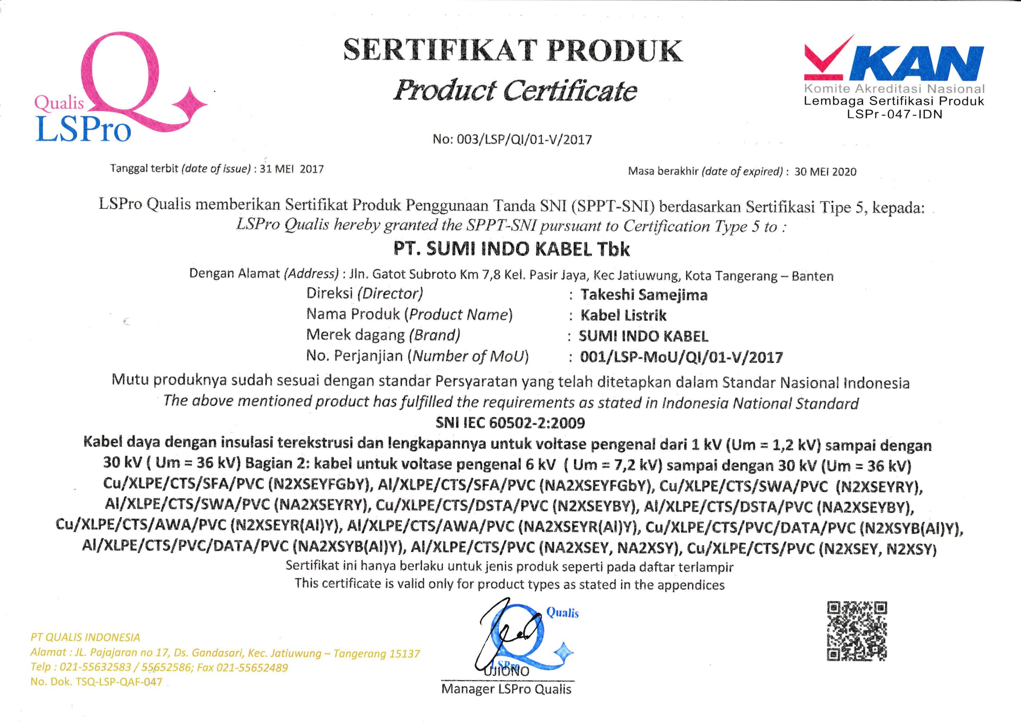 Product Certificate